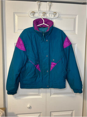 Vintage 80s Sun Ice Women’s 10 Teal Purple Colourblock Ski Jacket Canada
